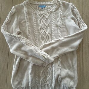 Burgess Cable Knit Crewneck Sweater - Cream size Large